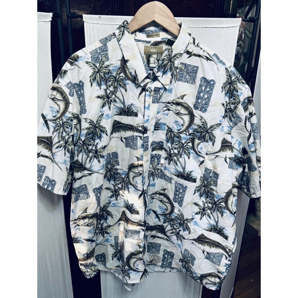Natural Issue Mens XXL Swordfish Marlin Tropical Hawaiian Shirt Cotton